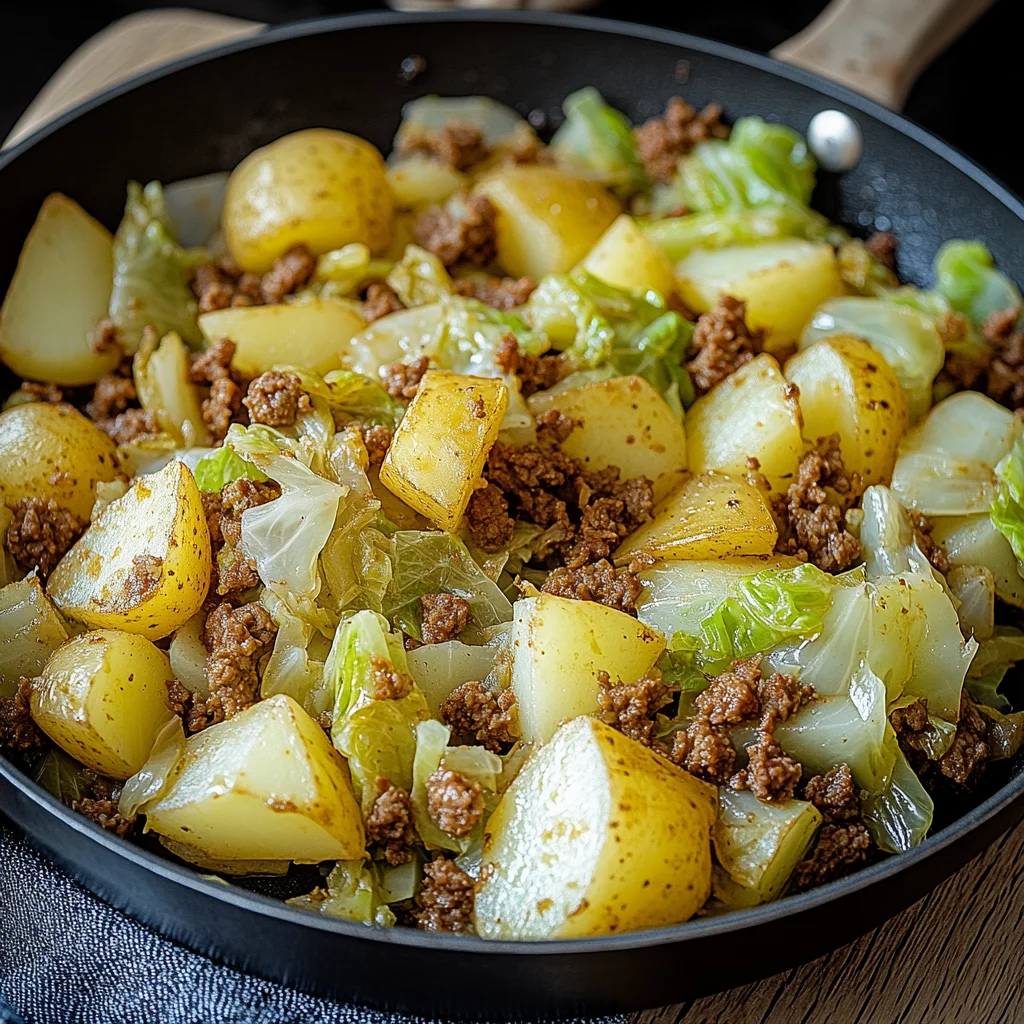 Spitzkohl-Kartoffel-Pfanne mit Hackfleisch