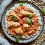 Hähnchen mit Reis und Tomatensoße
