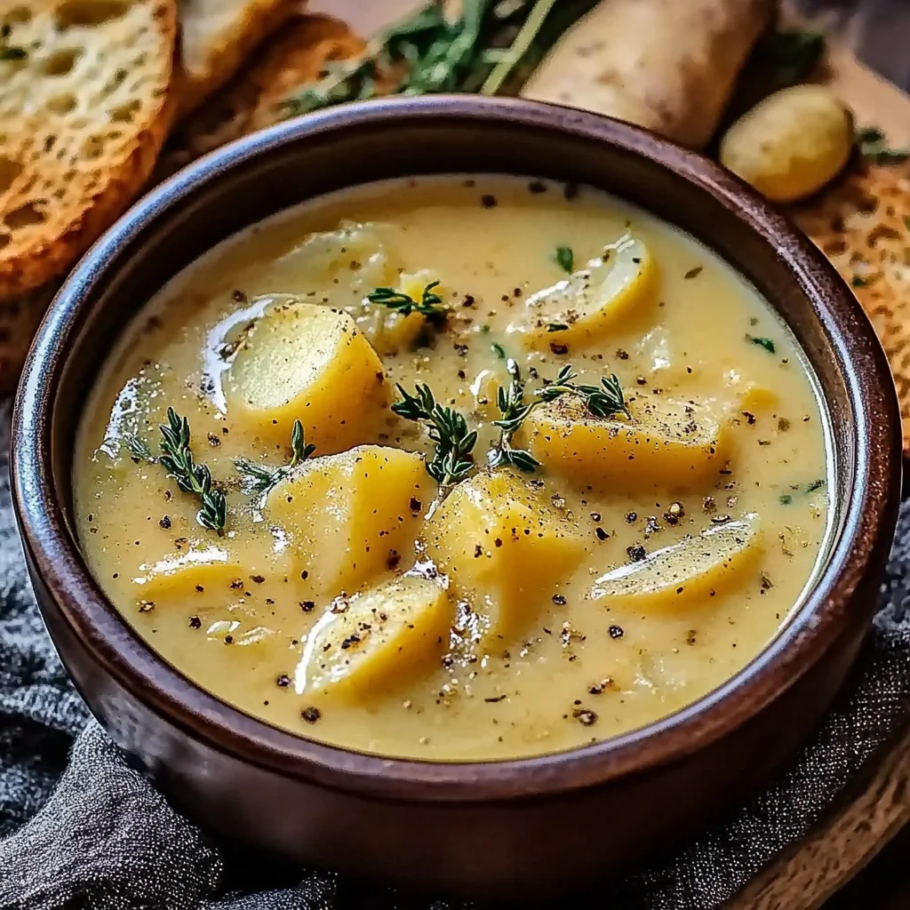 Hearty Cheddar Garlic Herb Potato Soup Recipe