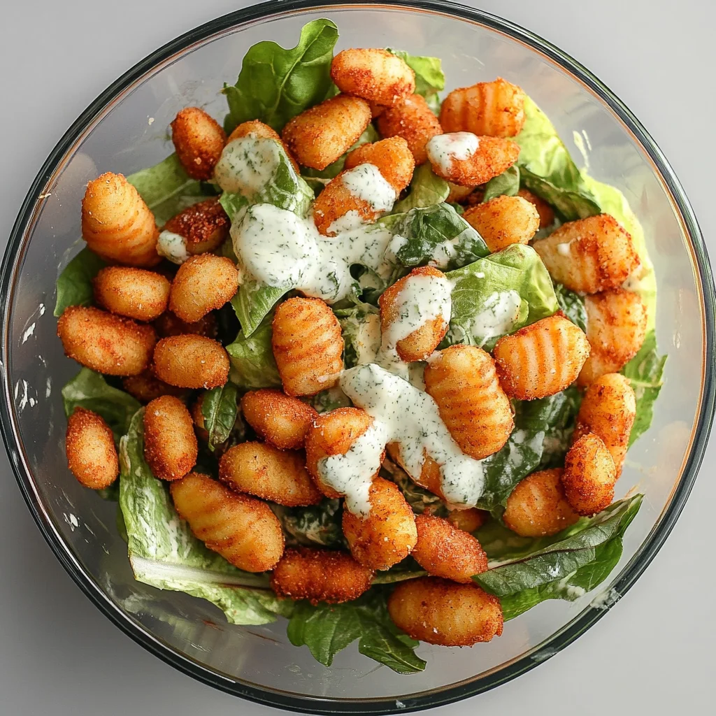 Knuspriger Gnocchi-Salat mit Joghurt-Dressing