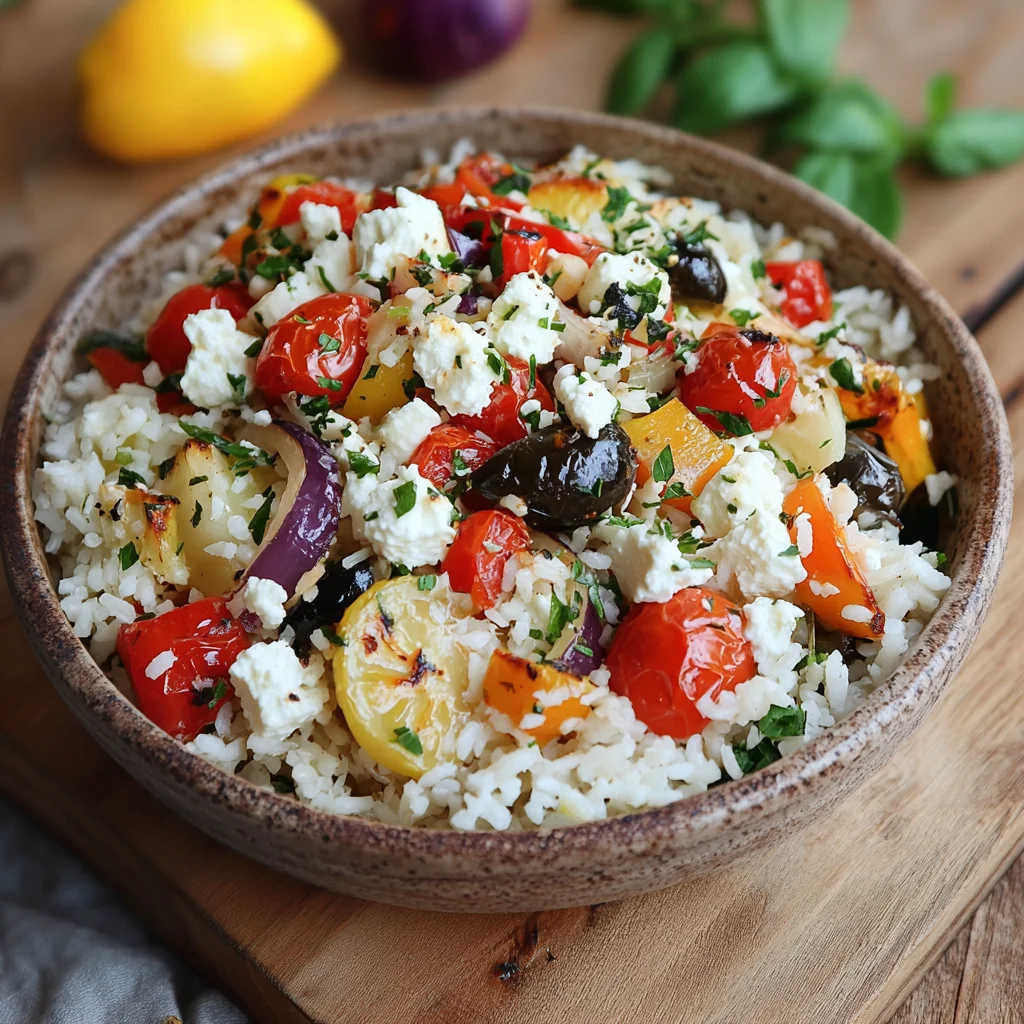 Ofen Reis mit Feta & Gemüse