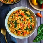 Orzo Pasta Eintopf mit Blattspinat (Rezept mit Reisnudeln)