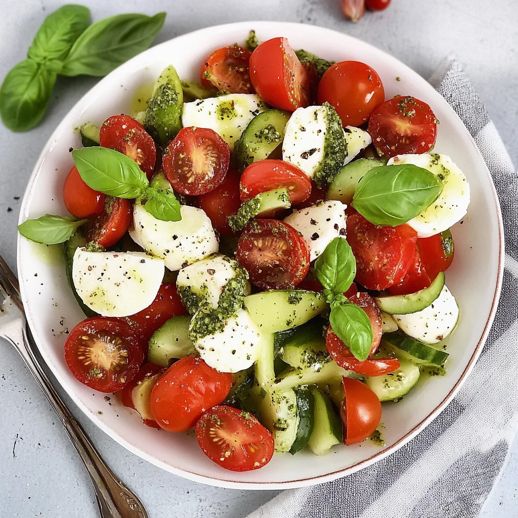 Tomaten Mozzarella Salat mit Pesto