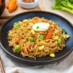 Chinesisch gebratene Nudeln mit Ei und Gemüse