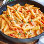Schnelle Pasta mit Paprika-Sahne-Soße