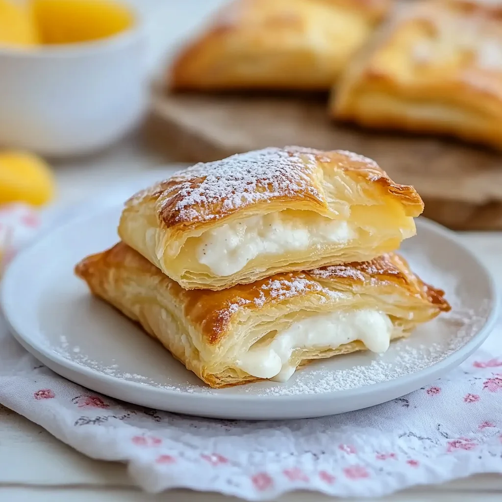 Süße Blätterteig-Teilchen mit Vanillepudding