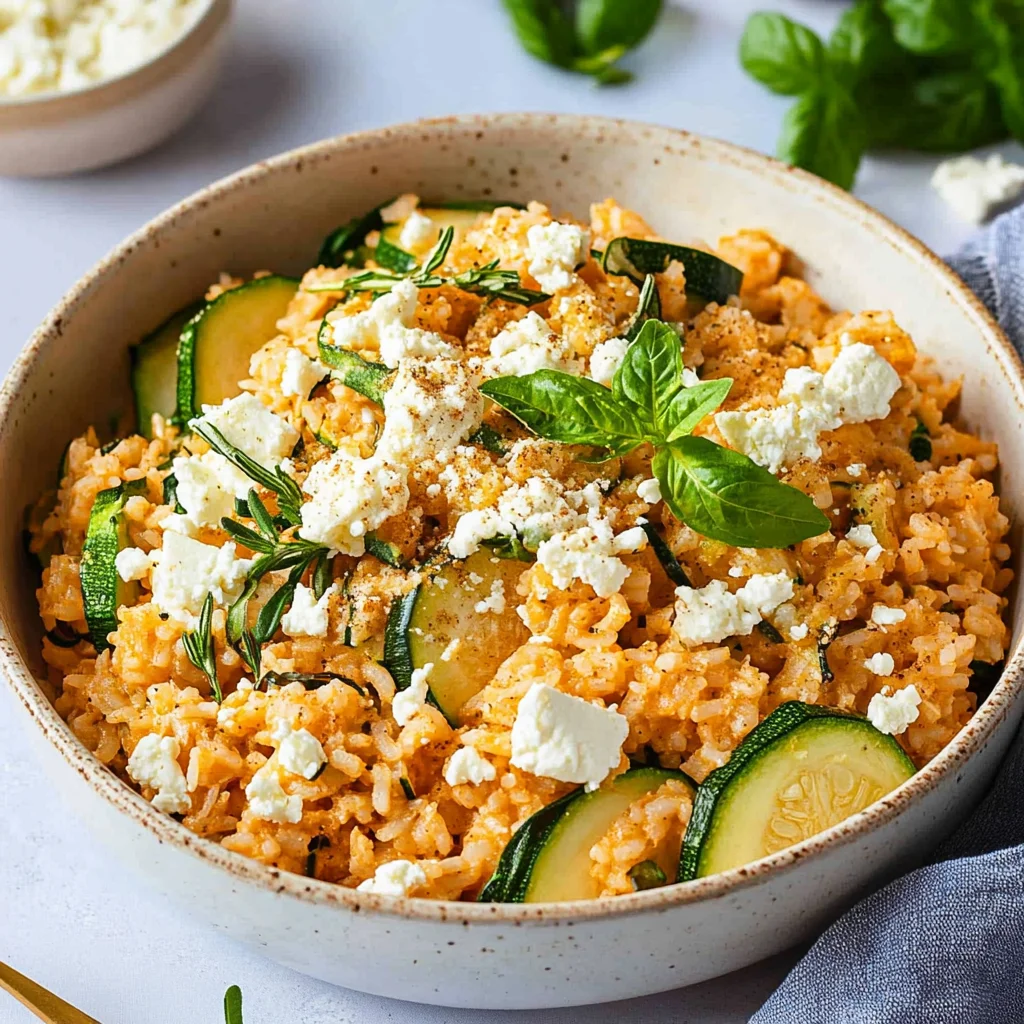 Zucchini-Reis-Pfanne mit Feta