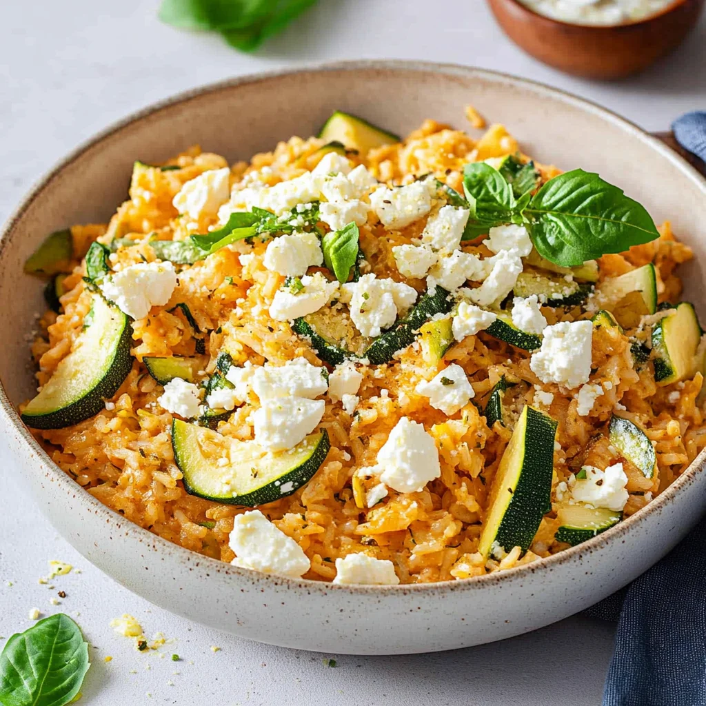 Zucchini-Reis-Pfanne mit Feta